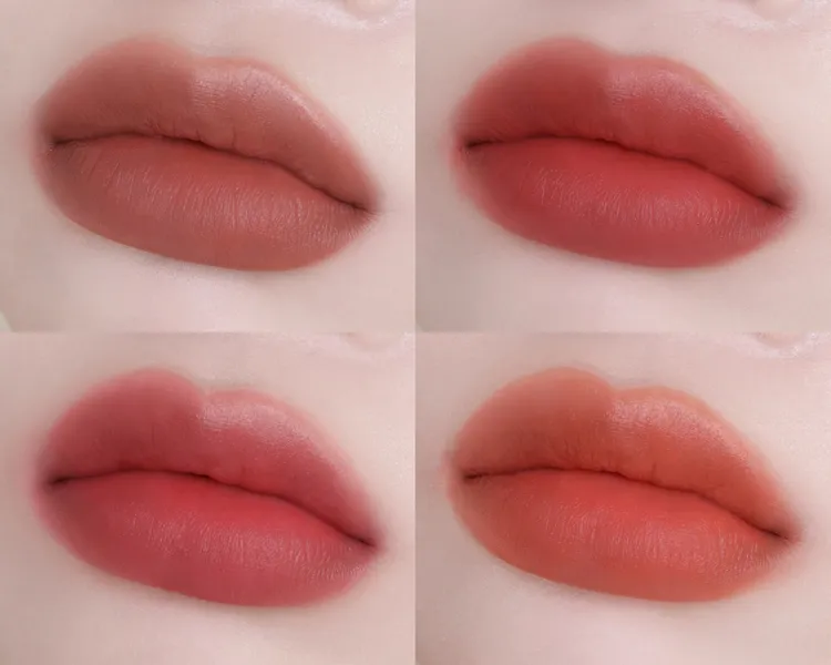 Maybelline泰迪絨霧液態唇泥#15牛奶糖泰迪（左上）、#30紅絲絨泰迪（右上）、#35草莓熊泰迪（左下）以及#75砂糖橘泰迪（右下）。品牌提供