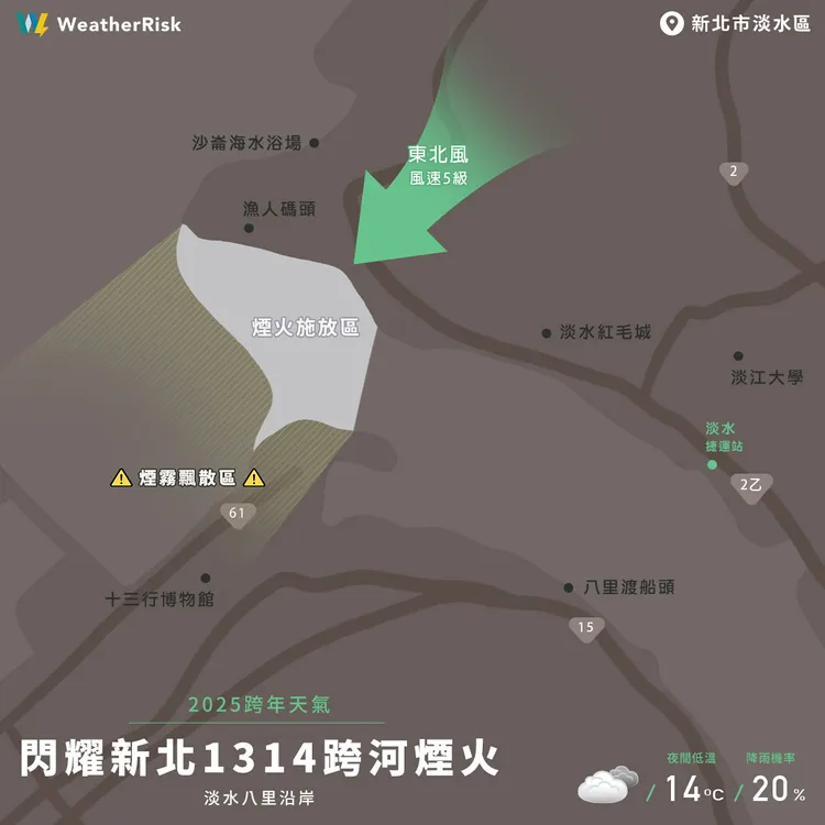 淡水八里。翻攝天氣風險公司