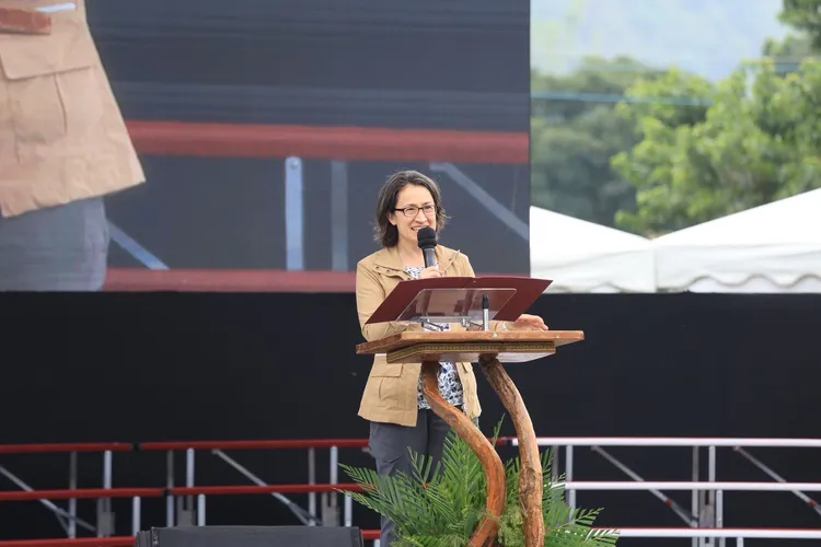 副總統蕭美琴勉勵大家用音樂延續文化，攜手克服挑戰，以歌聲凝聚臺灣共榮精神。翻攝畫面