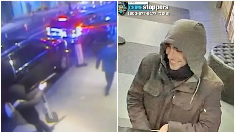 擁有常春藤名校碩士學位的AI工程師曼吉昂當街槍殺聯合健保CEO（左圖），他拉下口罩與美女服務生談笑的畫面成破案關鍵。翻攝NYPD