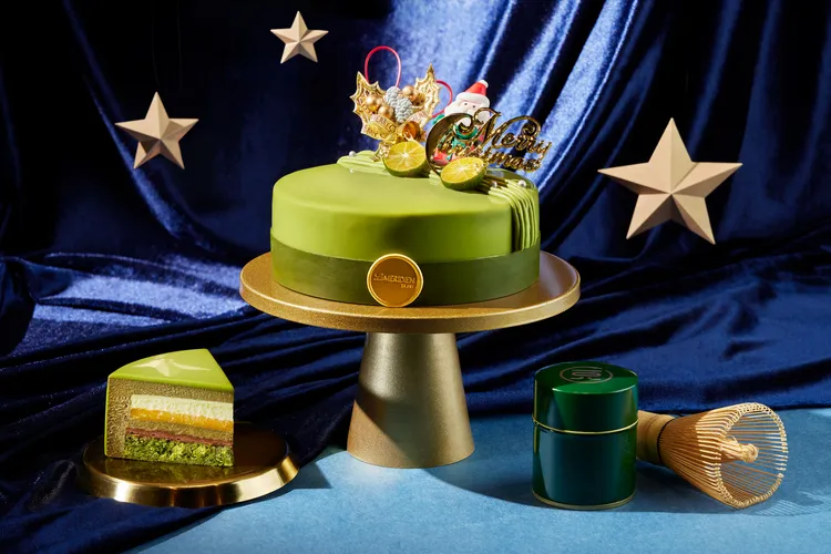 今年聖誕節與一〇八抹茶茶廊共同打造「日和暖柚抹香」聖誕抹茶蛋糕，Drip & Dough外賣店獨家販售，讓抹茶控直接帶回家。業者提供