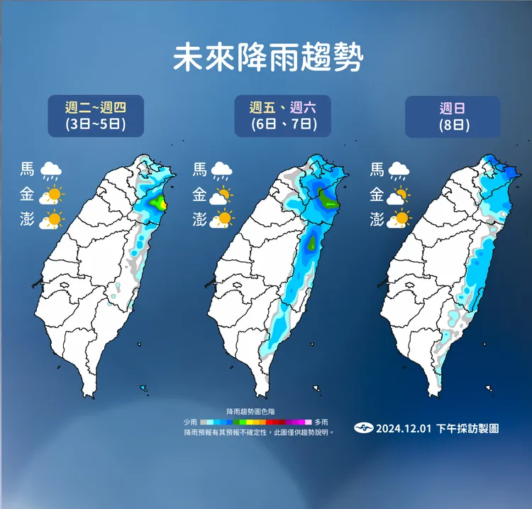 未來降雨預報。氣象署提供