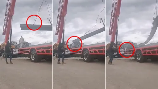 驚悚影片|吊車突然斷繩 2噸重鋼板墜落當場砸死人