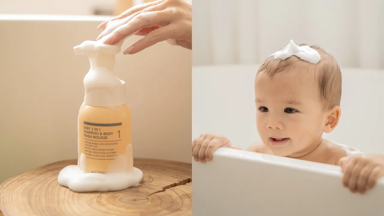 寶寶二合一洗浴慕斯，使用100％植物來源甘油、仿生嬰兒胎脂、APG天然溫和起泡配方，210ml／420元。品牌提供