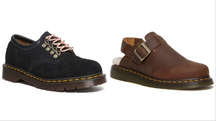 Dr. Martens 8053 5孔馬汀靴（左）2500元、Dr. Martens Jorge ll馬汀休閒鞋（右）1600元。品牌提供