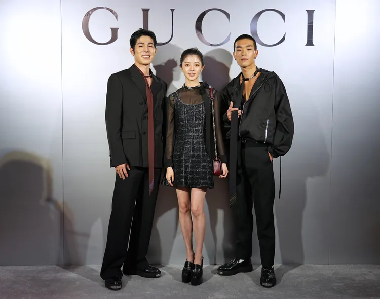 詹懷雲（左起）、詹子萱、牧森。彭欣偉攝