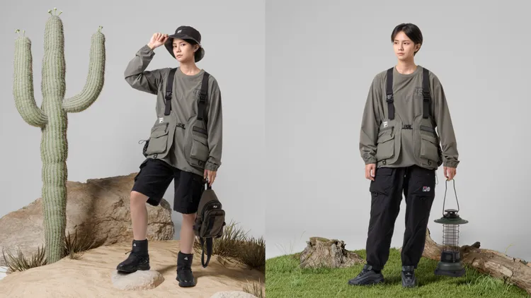 聯名系列主打的多功能背心以輕量透氣材質結合多口袋元素。品牌提供