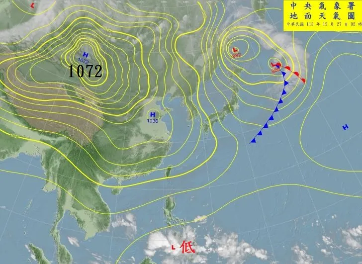 地面天氣圖。翻攝自鄭明典臉書