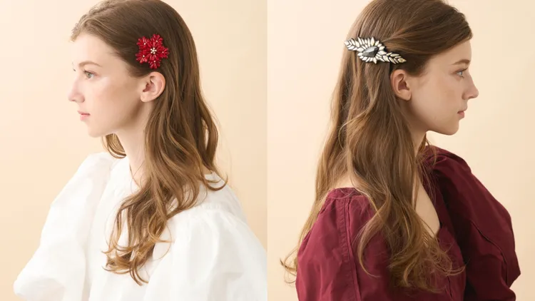 冰晶雪花豆扣夾（左）9800元、璀燦伯利恆仕女夾（右）1萬3500元。品牌提供