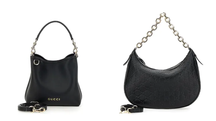 GG Emblem肩背包（左）7萬5600元、GG EMBLEM HOBO包（右）9萬600元。品牌提供