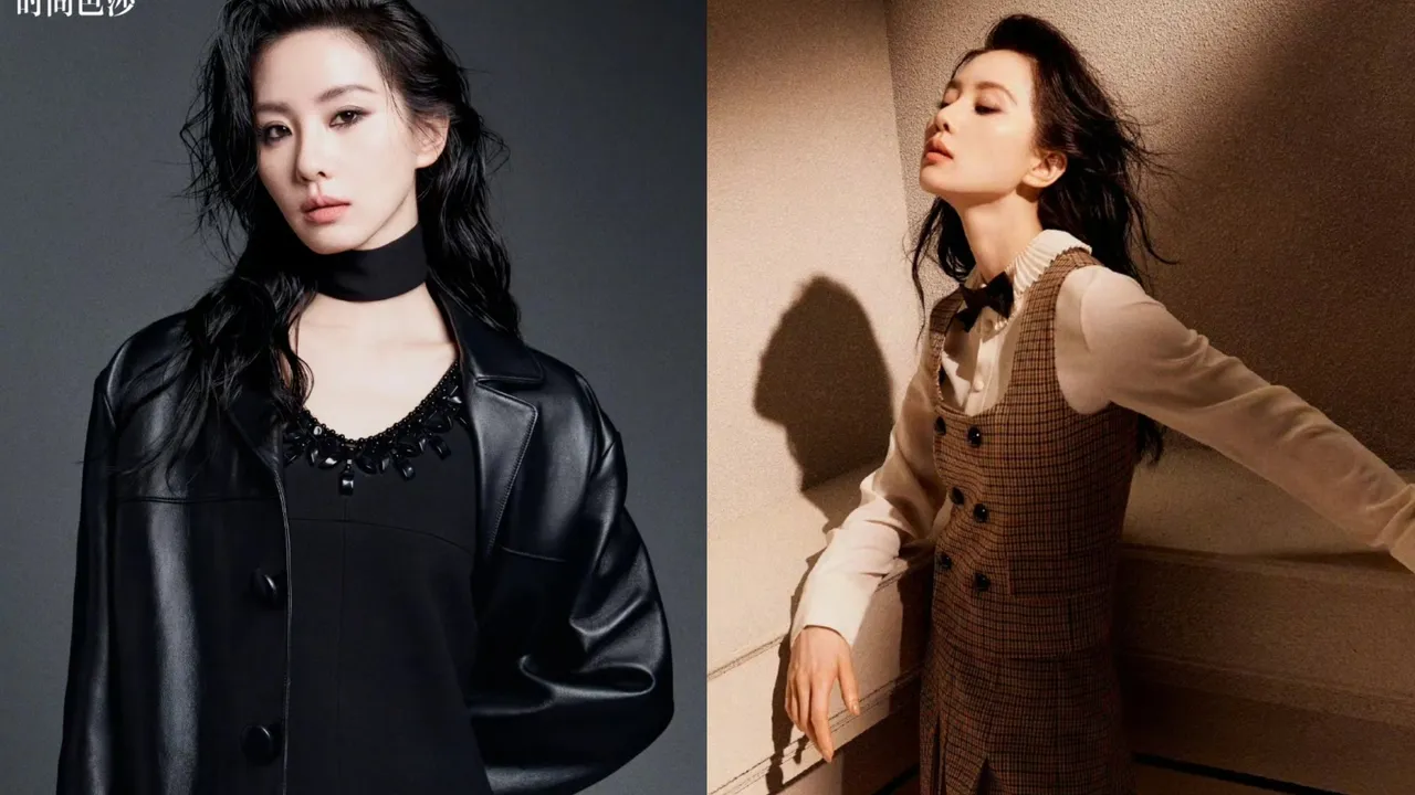 劉詩詩拍攝《時尚芭莎》2025開年刊封面。翻攝《時尚芭莎》微博