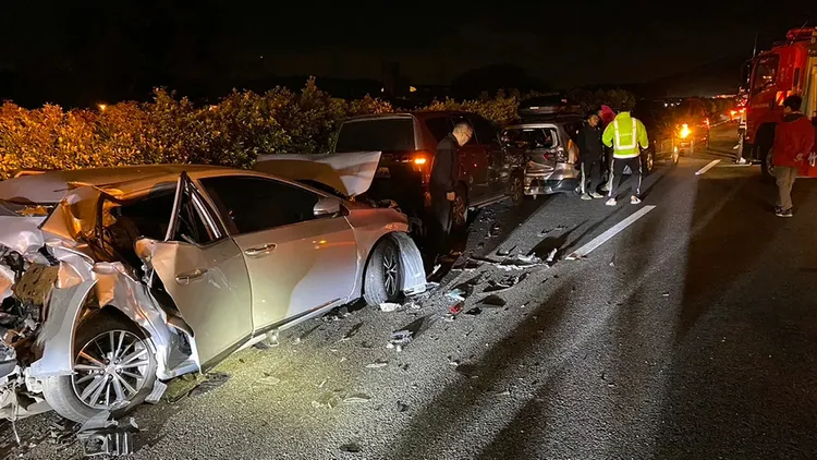 國道6車追撞車禍導致陳梅慧喪命。新竹縣消防局提供