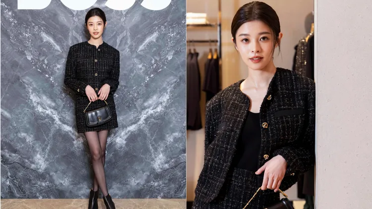 詹子萱以Holiday節日系列的黑色光澤感裝登場。品牌提供