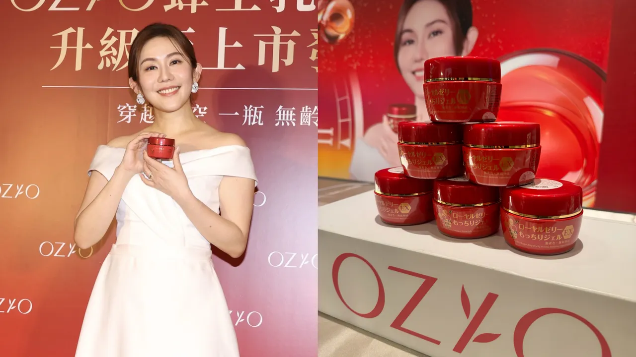 王宇婕今日出席OZIO蜂王乳凝露EX升級上市記者會。左圖莊宗達攝、右圖張家玲攝