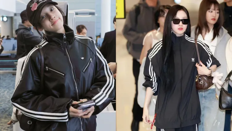 宋雨琦的機場時尚換上全套adidas Originals造型。翻攝小紅書