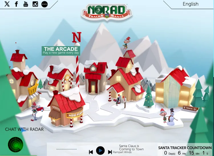 NORAD還有線上雷達可以打字對話聊天。翻攝NORAD官網