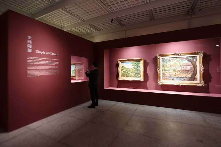 特展展出陳澄波8件原作，圖中為〈展望諸羅城〉（左）、〈農家〉（右）。文化部提供