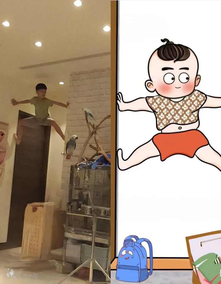 陳仙梅曝兒子爬到牆壁上。翻攝陳仙梅臉書