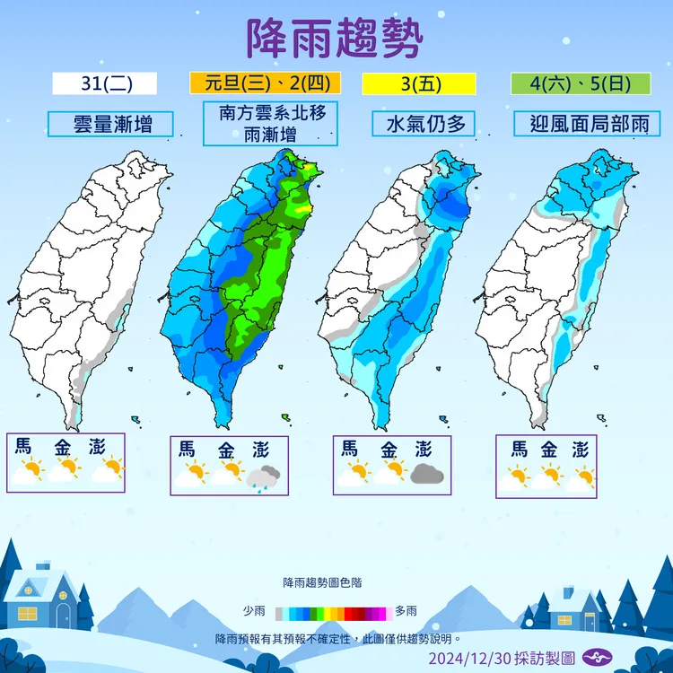 未來降雨預報。氣象署提供