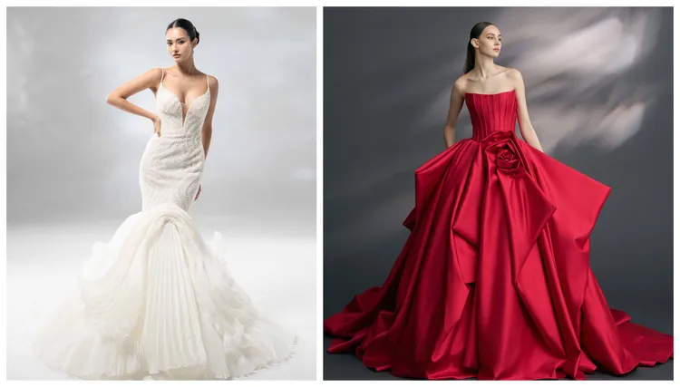 2025婚紗趨勢：立體結構、解構的裙型變化。品牌提供