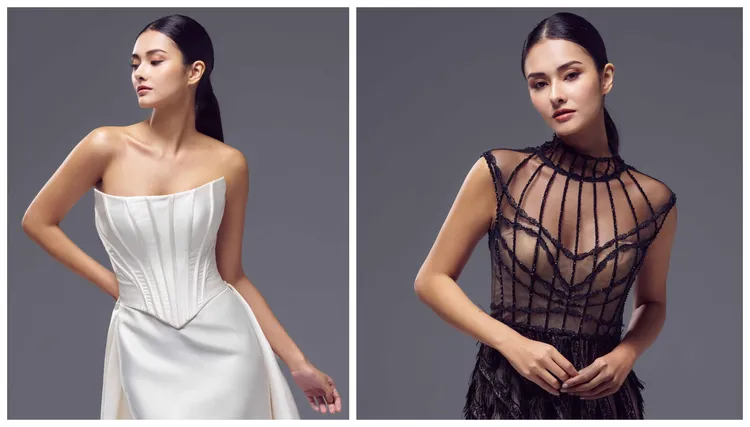 2025婚紗趨勢：馬甲線切割。品牌提供