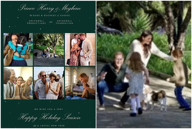 英國哈利王子與老婆梅根馬可發布假日賀卡，眾人目光都在他們女兒莉莉貝的一頭紅色濃密長髮。翻攝X