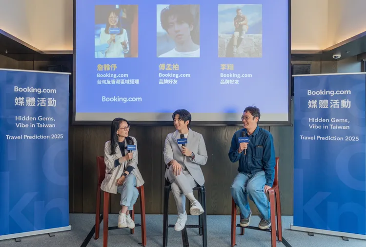 Booking.com 品牌好友傅孟柏、李翔出席活動，不藏私分享私藏秘境，並交流照片幕後的旅遊故事。業者提供