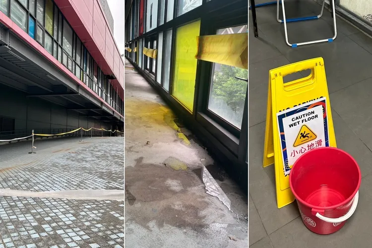 陳怡君質詢時提出北市多個運動場館出現漏水問題。陳怡君提供/合成照片