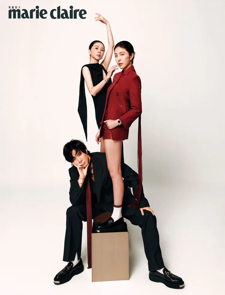 薛仕凌（左起）、謝盈萱、楊錦華拍攝《美麗佳人》封面。《美麗佳人》提供