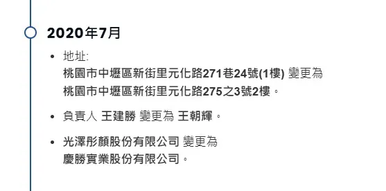 慶勝實業股份有限公司狀態。取自台灣公司網