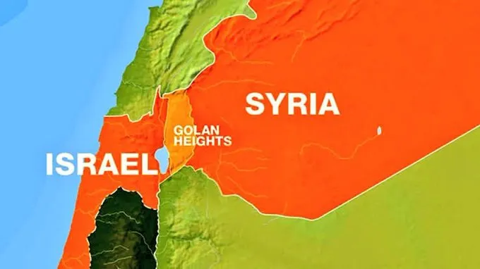 戈蘭高地（橘色部分）3分之1由敘利亞控制，如今被以色列出兵佔領。翻攝自X @AshleySakurako