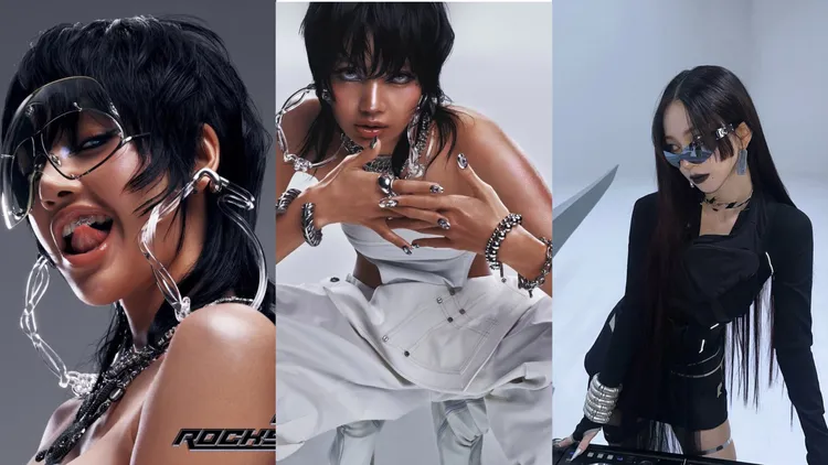 Lisa（左、中）、Aespa成員Karina示範Y3K風格。翻攝IG