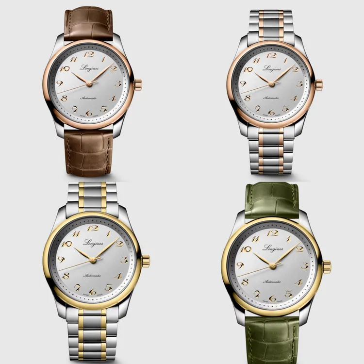 浪琴2024巨擘系列不鏽鋼及18K玫瑰金/18K黃金腕錶，40mm，圓形不鏽鋼錶殼，噴沙銀色錶盤，L888.5矽游絲自動上鍊機芯，動力儲存72小時，防水深度30米，皮革錶帶款9萬6800元、鍊帶款13萬2600元。品牌提供