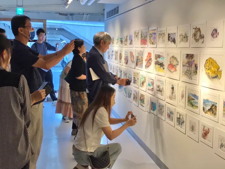 除了七美的海，許叁陸也畫了不少當地的漁獲。文化局提供