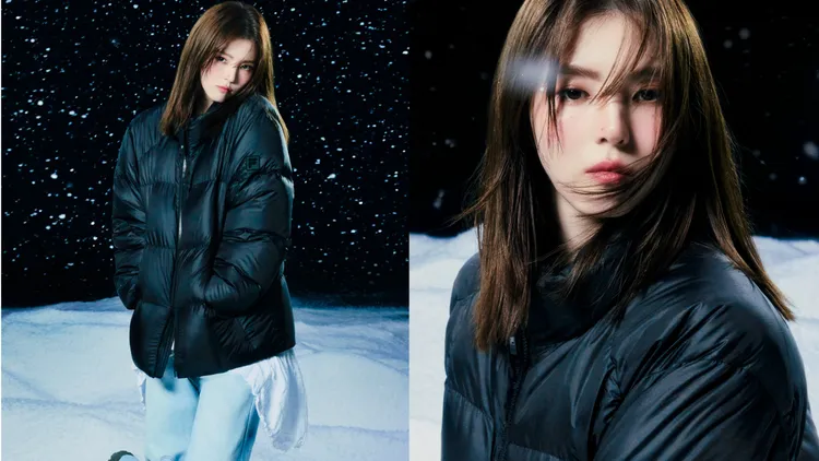 韓素希換上FILA FLOW DOWN超輕量羽絨外套。品牌提供