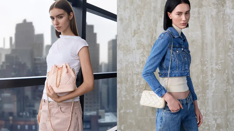 絎縫菱格紋元素融入抽繩水桶包以及斜背包之中。品牌提供