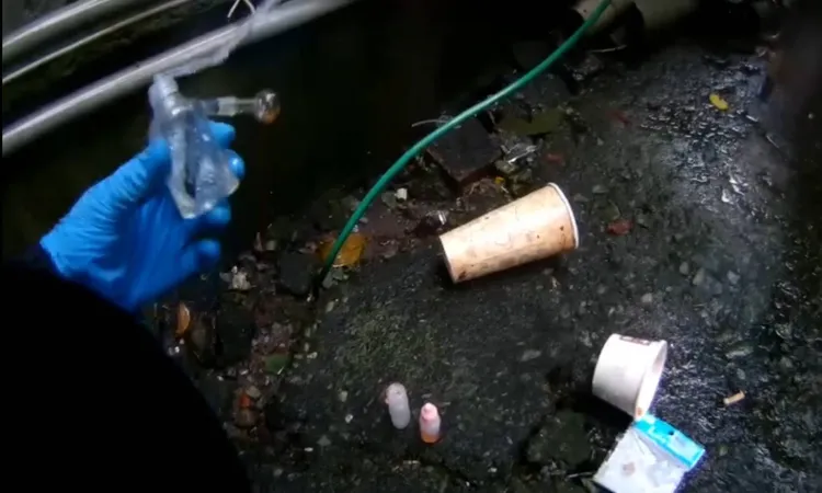 嫌犯將毒品往窗外丟掉落在防火巷內。警方提供