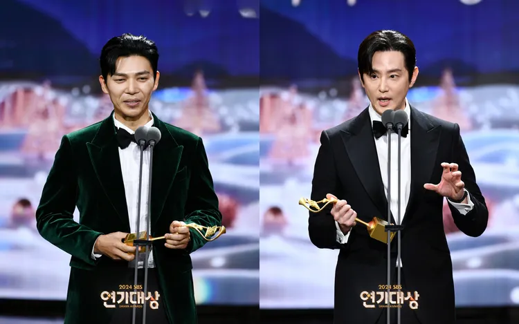 《好搭檔》池承炫（左圖）、《聯結》權律等人獲頒最佳配角。翻攝SBS