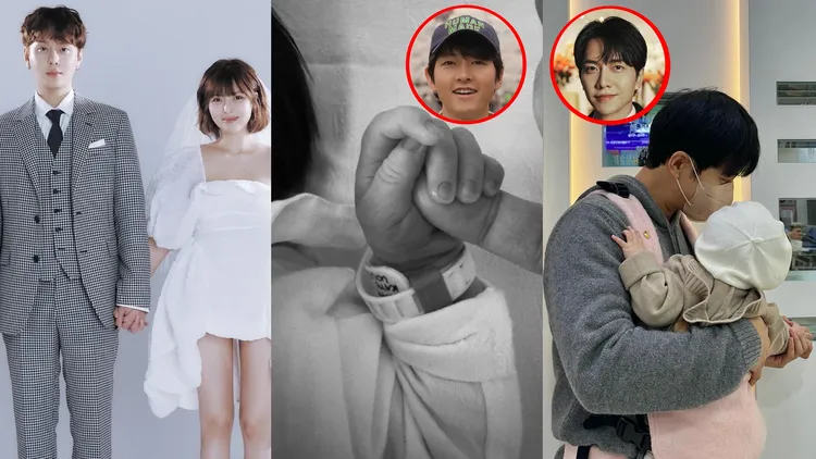 泫雅（左圖右）嫁龍俊亨，宋仲基、李昇基當奶爸。翻攝IG