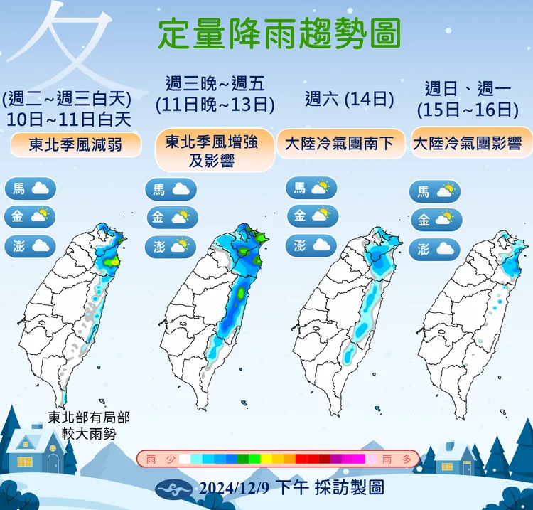 未來降雨趨勢圖。氣象署提供