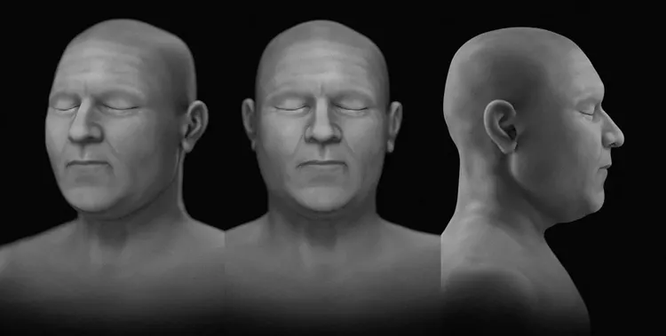 原本的閉眼，無毛髮還原模型。iflscience