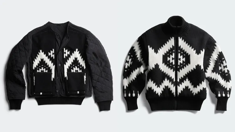 Chinook Hybridge針織拼接外套（左）4萬5100元、Zenith毛衣外套（右）5萬1900元。品牌提供