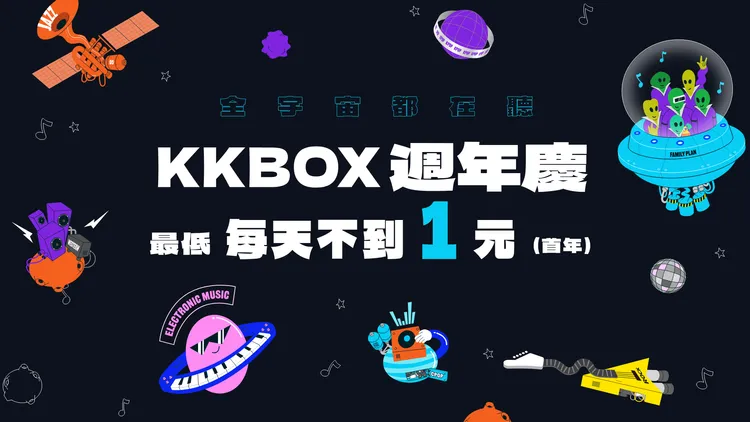 KKBOX週年慶祭出年度最優惠方案，最低日付不到1元。KKBOX提供