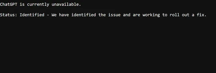 官方表示正努力修復網站。翻攝自ChatGPT官網