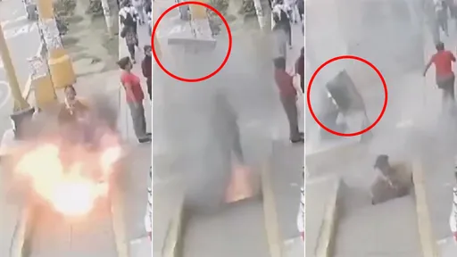 驚悚影片｜人行道爆炸把婦人吞了　水泥板炸飛又回來砸到她恐截肢