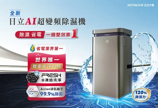 日立AI超變頻除濕機 除濕省電雙重第一