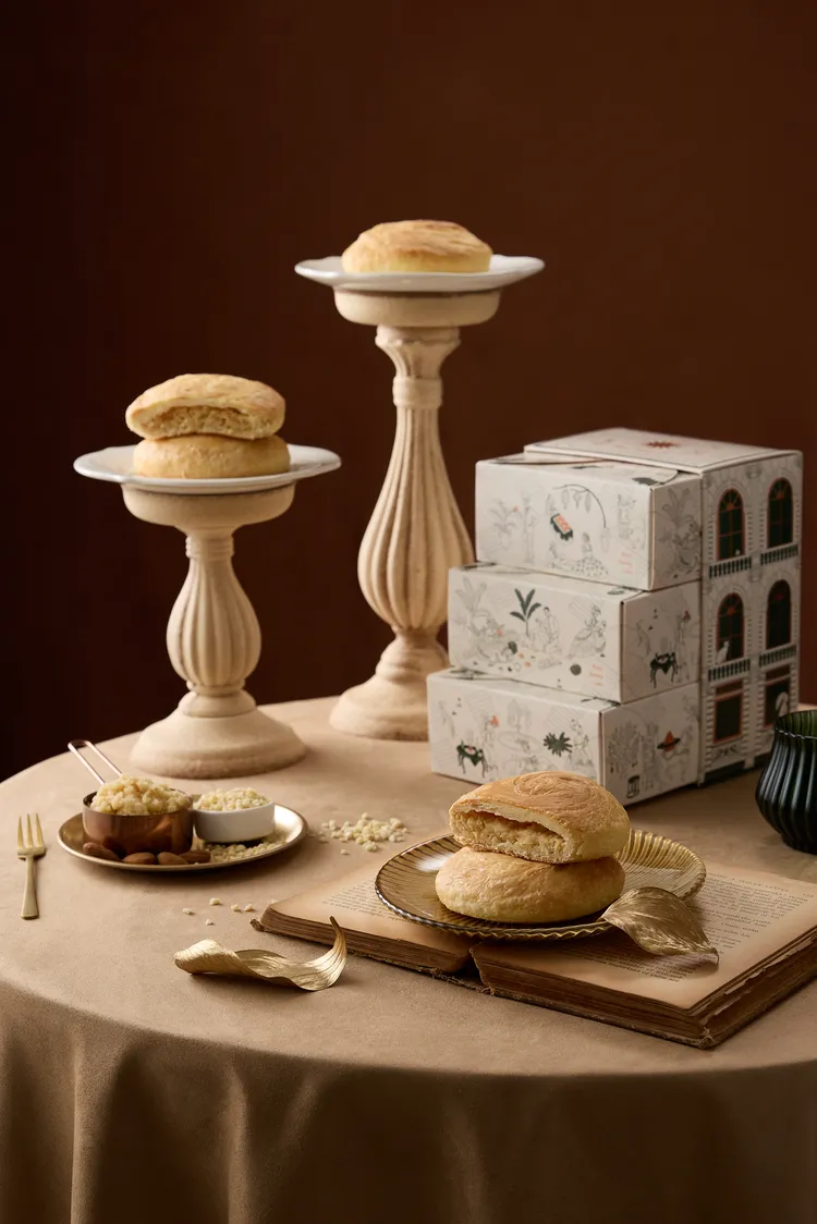 台中如邑堂餅家跨界聯名國際名廚江振誠推出「法式國王太陽餅」！打造跨台法的創新伴手禮。業者提供