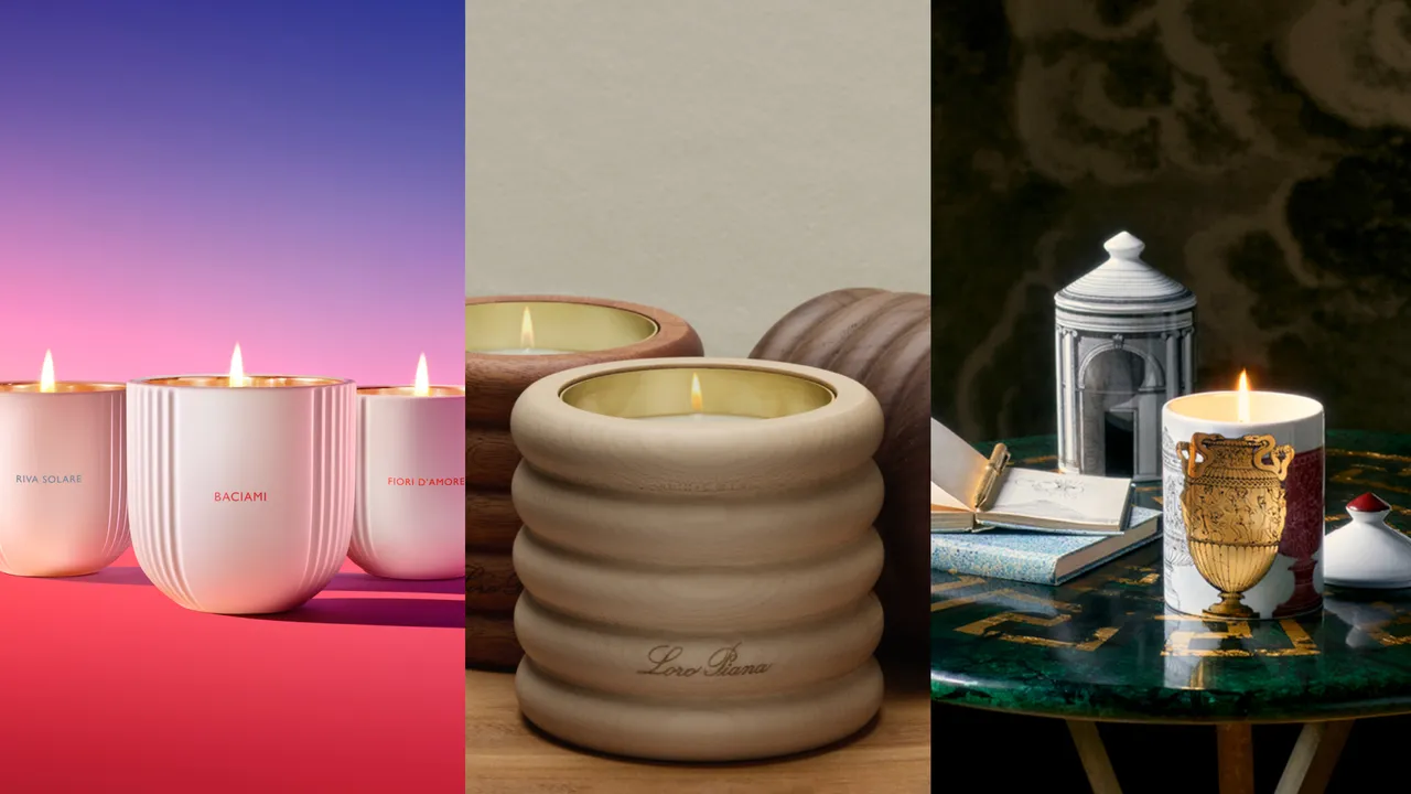 寶格麗（左起）、Loro Piana、Fornasetti推出的質感冬日香氛蠟燭。品牌提供