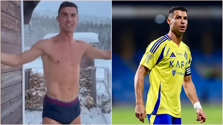 C羅雪地只穿內褲。翻攝自C羅IG