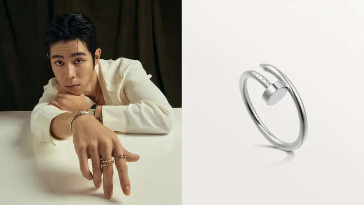 Huste un Clou 18K白K金戒指小型款，4萬7300元